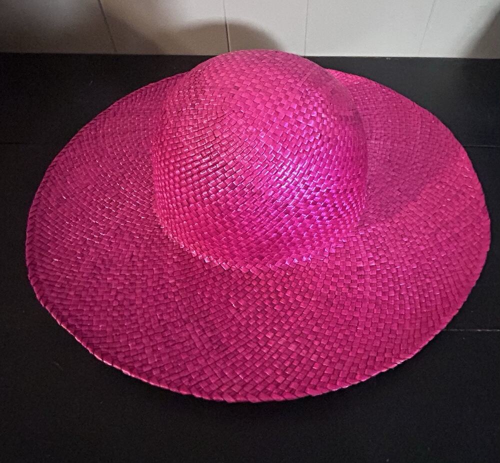 4 Women’s Straw Hats Woven Sun Hats Fedora Wide Brim Pink Red Brown Yellow
